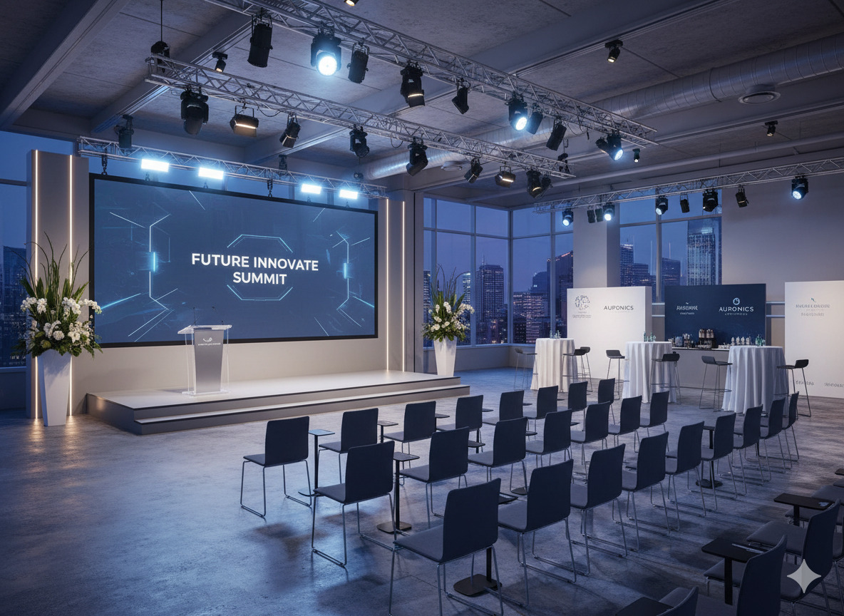 Professional corporate event setup with modern design