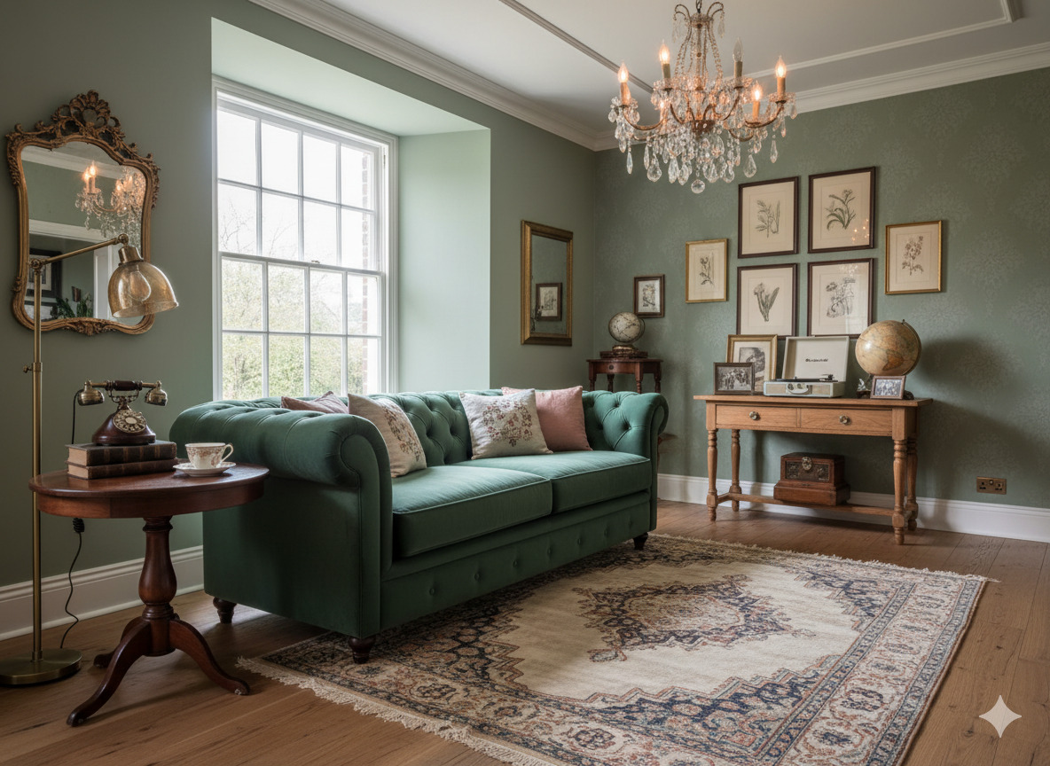 Vintage chic theme with retro elements